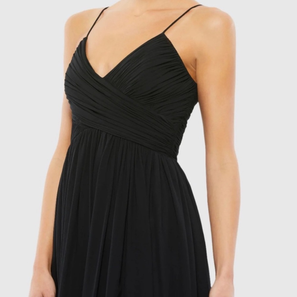 Mac Duggal Black Spaghetti-Strap Midi Dress